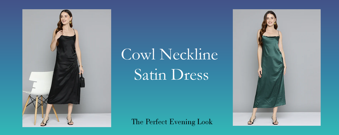 Black Cowl Neckline Satin Dress: The Perfect Evening Look