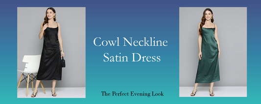 Black Cowl Neckline Satin Dress: The Perfect Evening Look