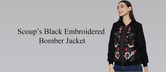 Upgrade Your Style with Scoup’s Black Embroidered Bomber Jacket