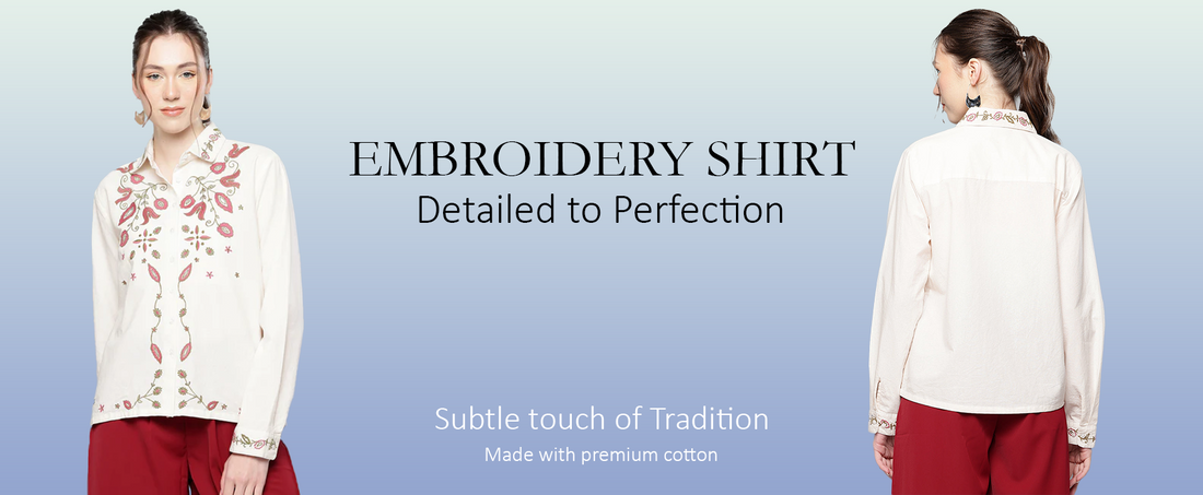 Effortless Style: The Women’s White Cotton Embroidery Shirt by Scoup