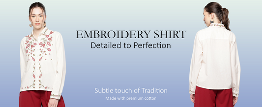 Effortless Style: The Women’s White Cotton Embroidery Shirt by Scoup