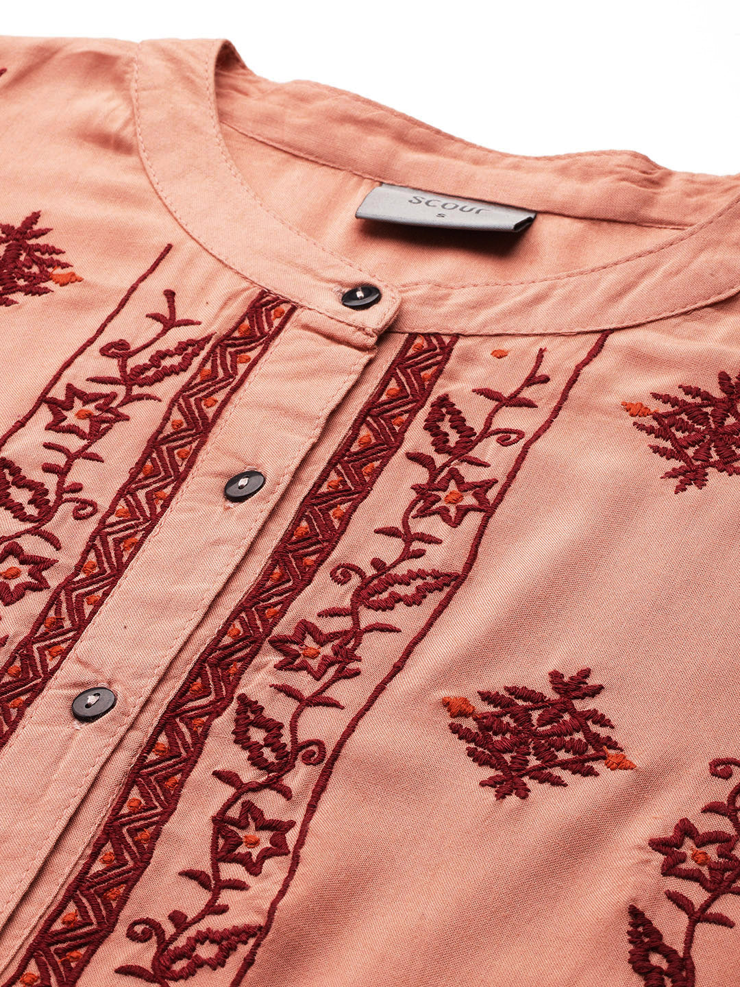 Pink Embroidered Rayon Tunic