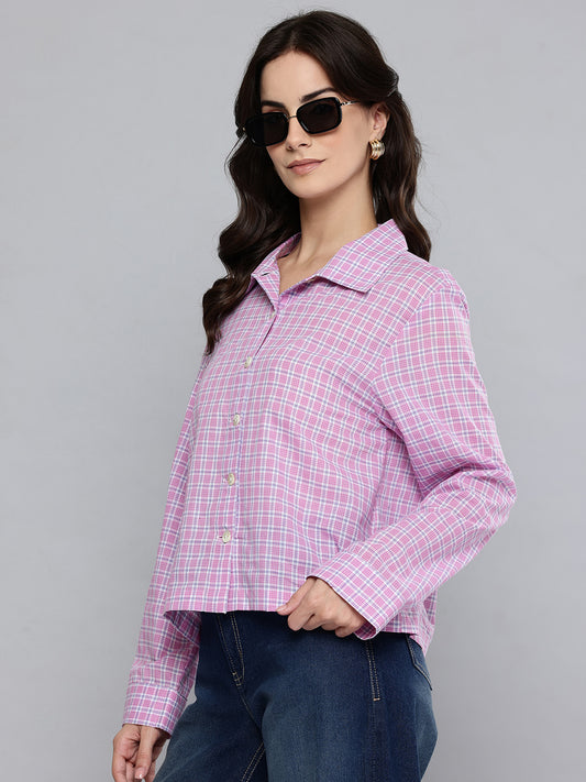 Short Rayon Check Top