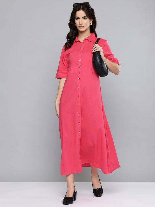 Solid Rayon Shirt Dress