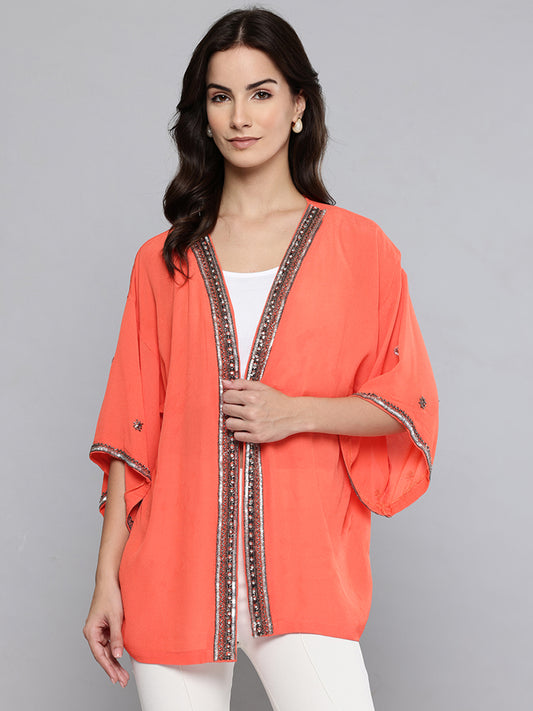 Orange Party Embellished Shrug