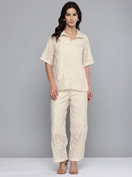 Cream Jacquard Cord Set