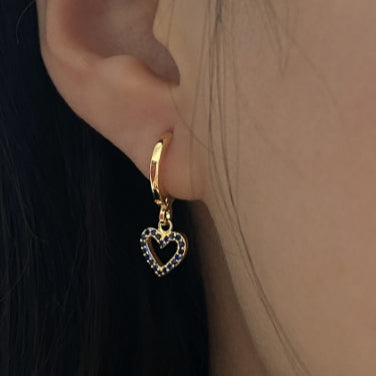 Scoup Gold Colored Heart Charm Hoop Earring