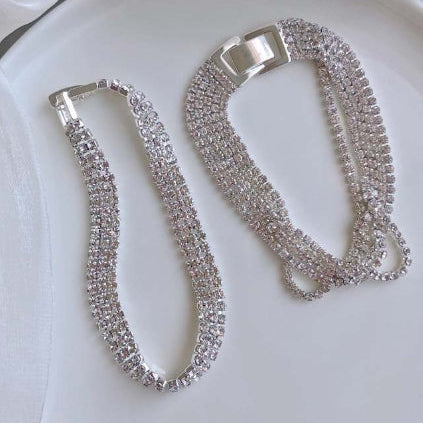 Scoup Rhinestone-Embellished Silver Bracelets