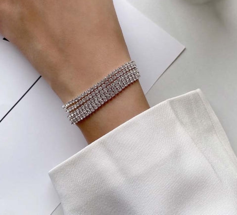 Scoup Rhinestone-Embellished Silver Bracelets