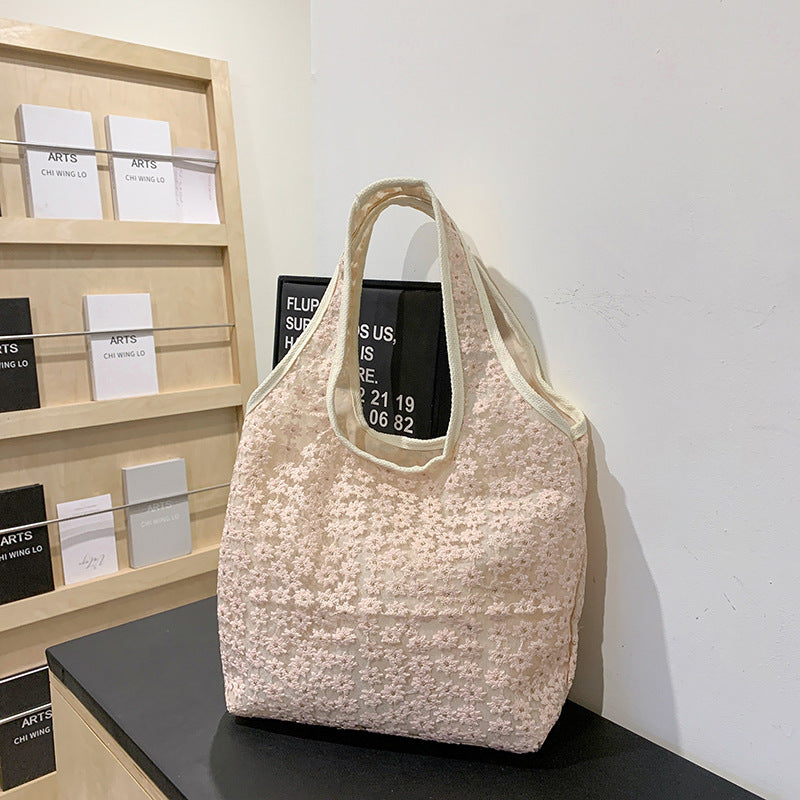 Scoup Floral Lace Tote Bag in Soft Pink
