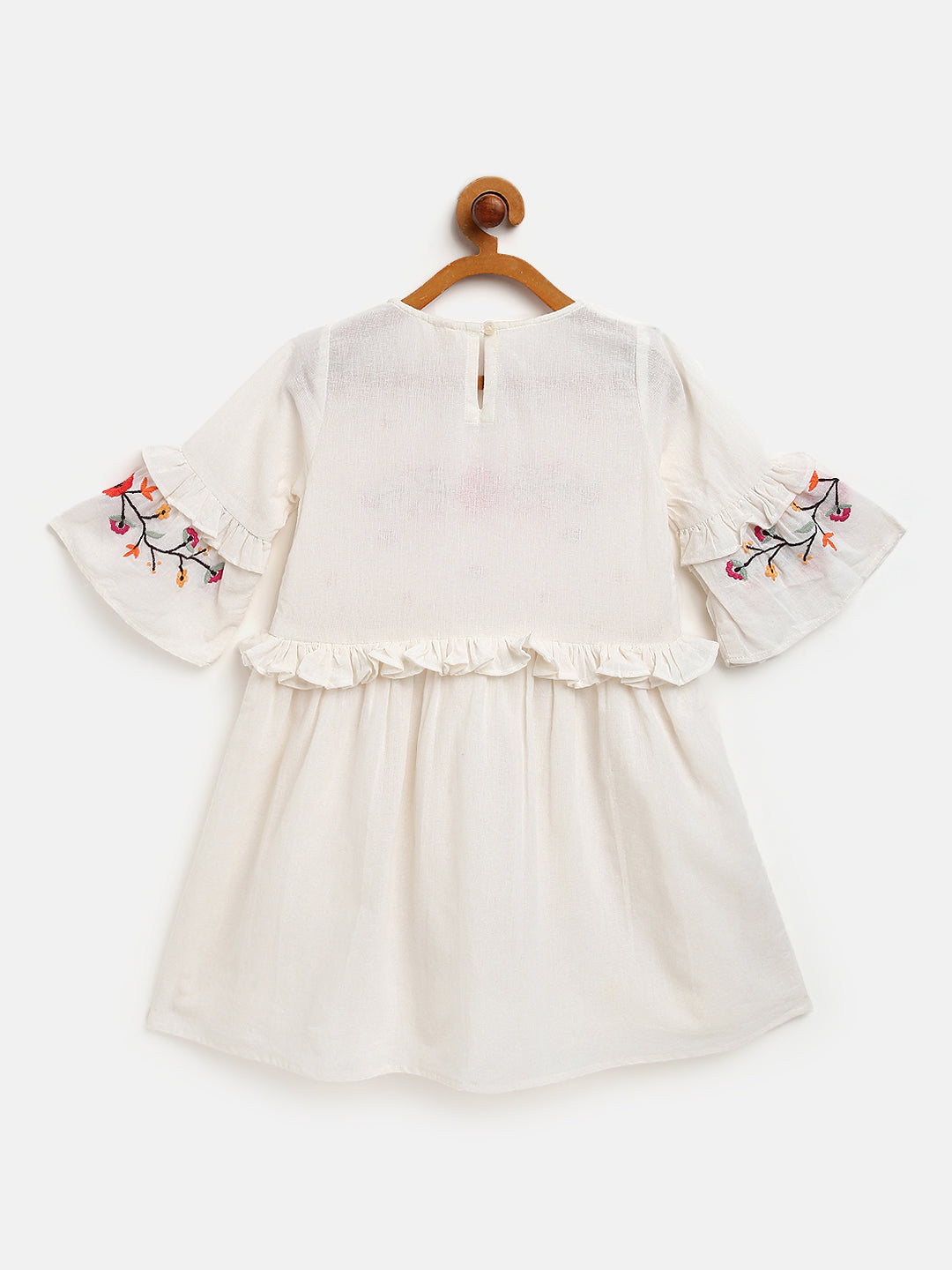 Scoup Embroidered Cotton Dress with Flarred Sleeves