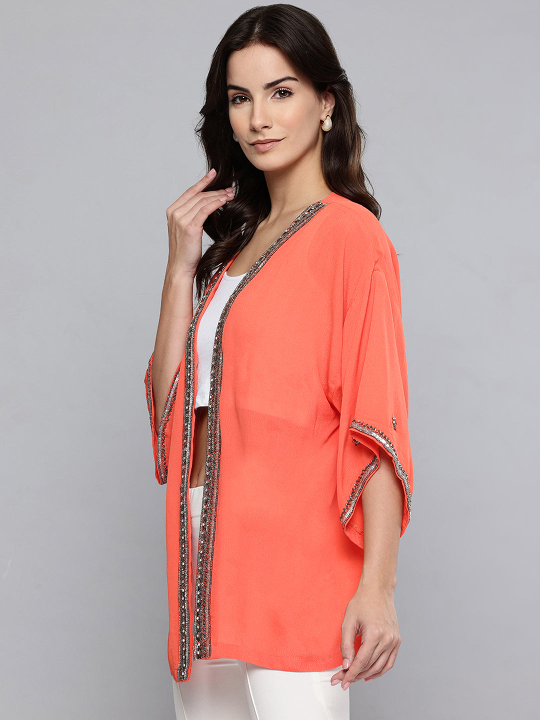 Orange Party Embellished Shrug
