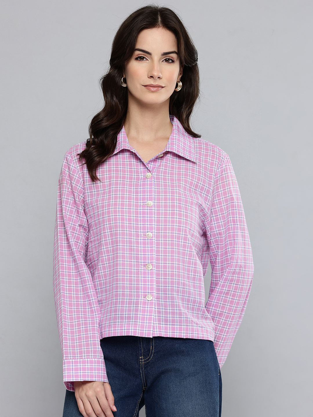 Short Rayon Check Top
