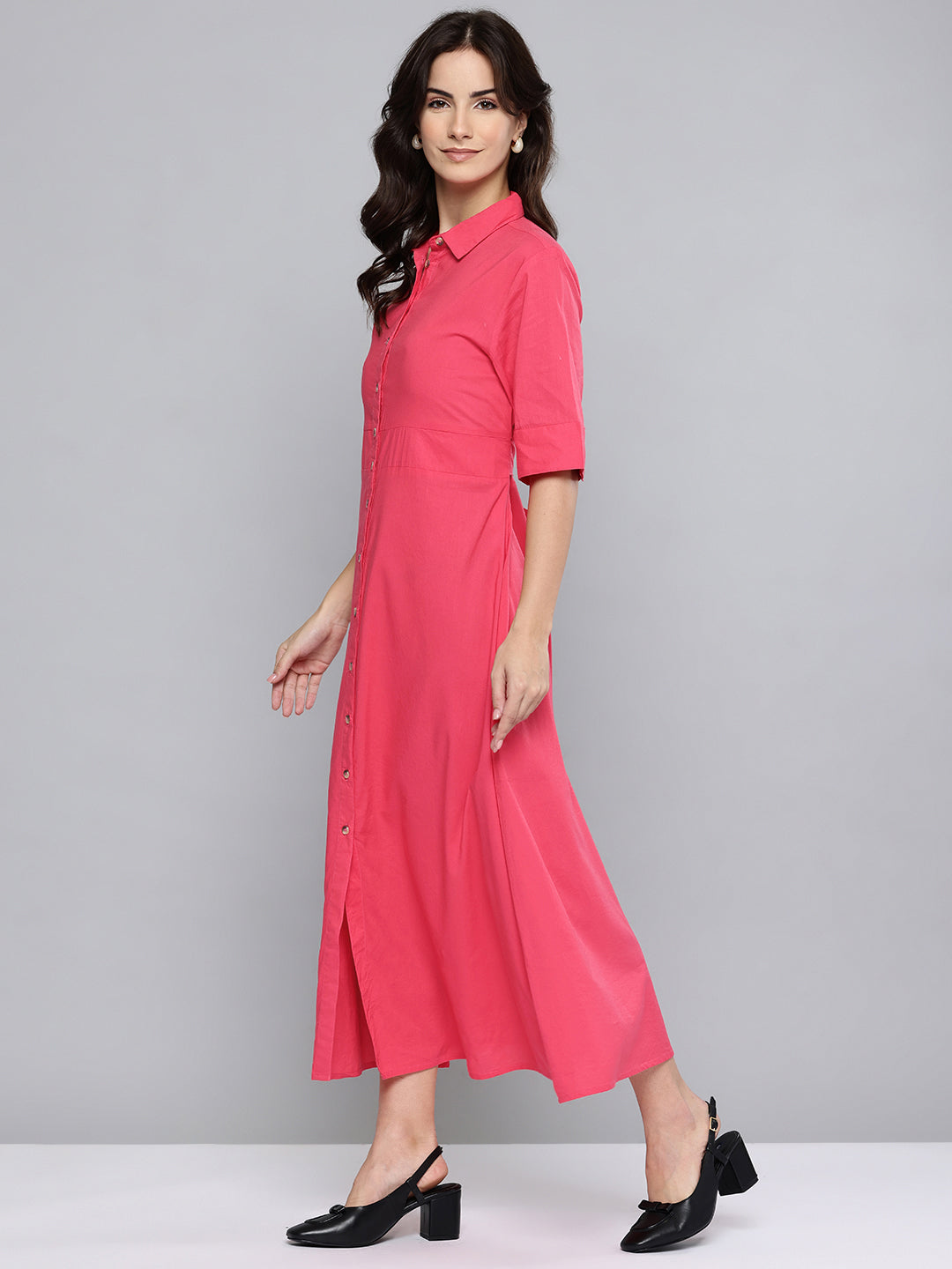 Solid Rayon Shirt Dress
