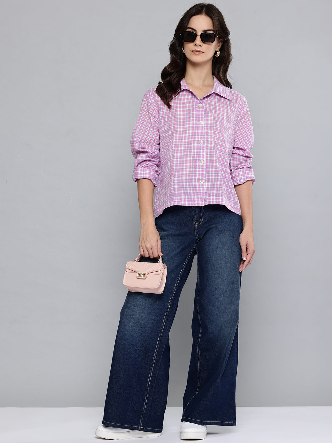 Short Rayon Check Top