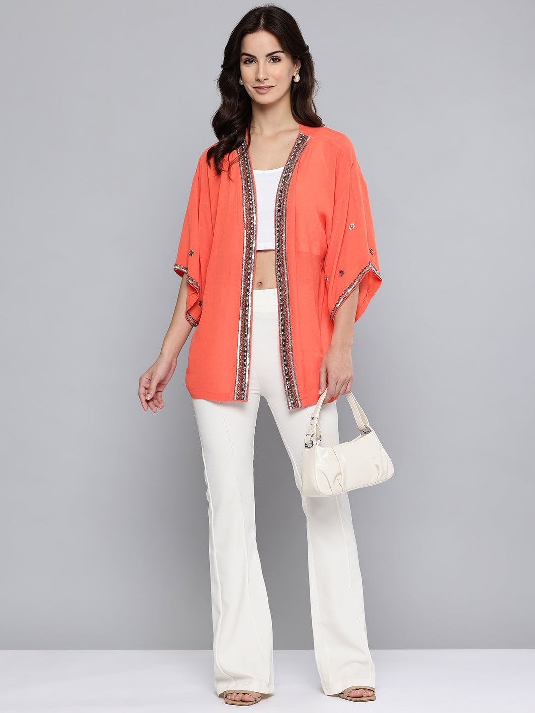 Orange Party Embellished Shrug