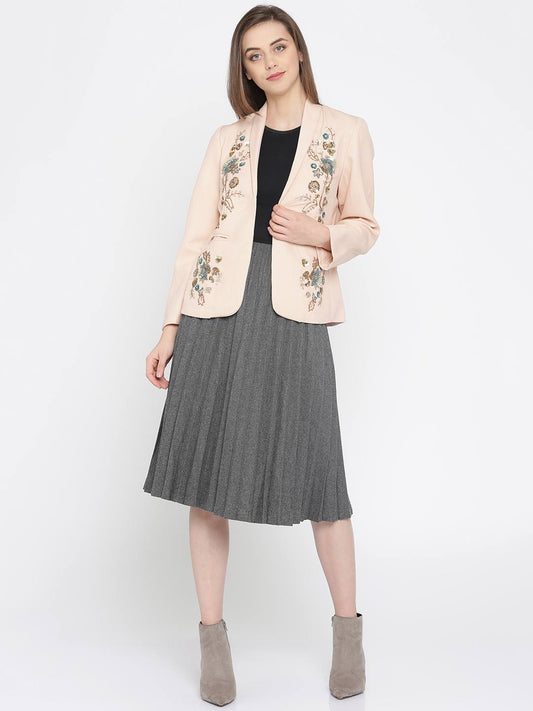 Scoup Pink Front Open Sequinned Blazer