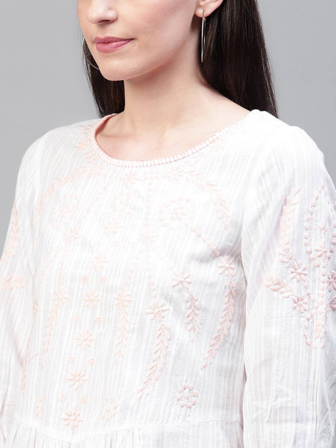 Scoup White Cotton embroidered dress