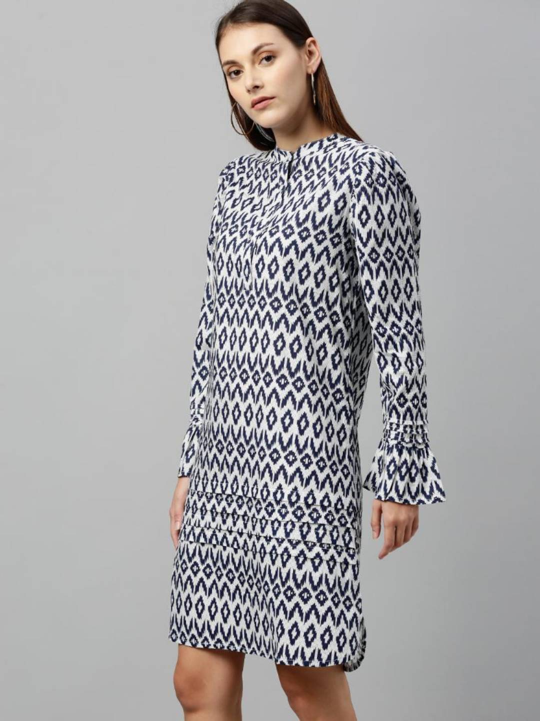Scoup Blue & White printed Rayon dress