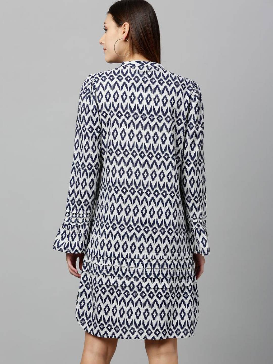 Scoup Blue & White printed Rayon dress