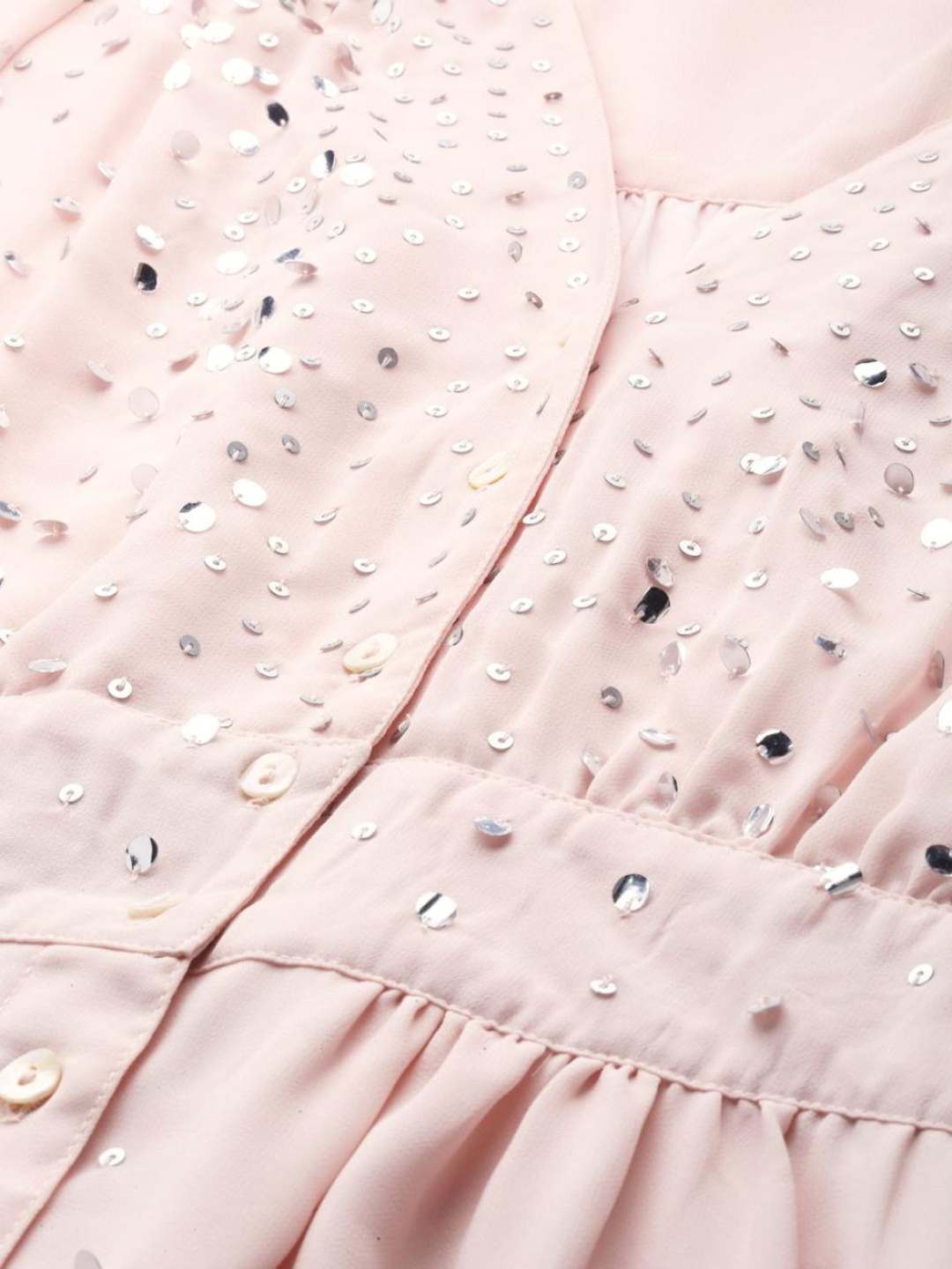 Scoup Peach Embellished Midi Dress
