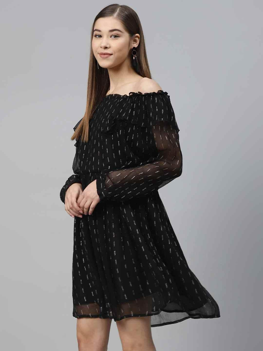 Buta Chiffon gathered knee length dress