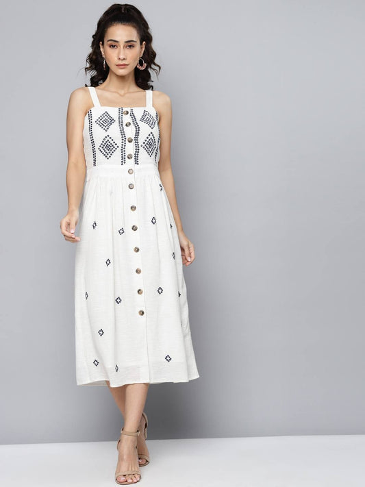 Scoup Ivory embroidered strappy dress