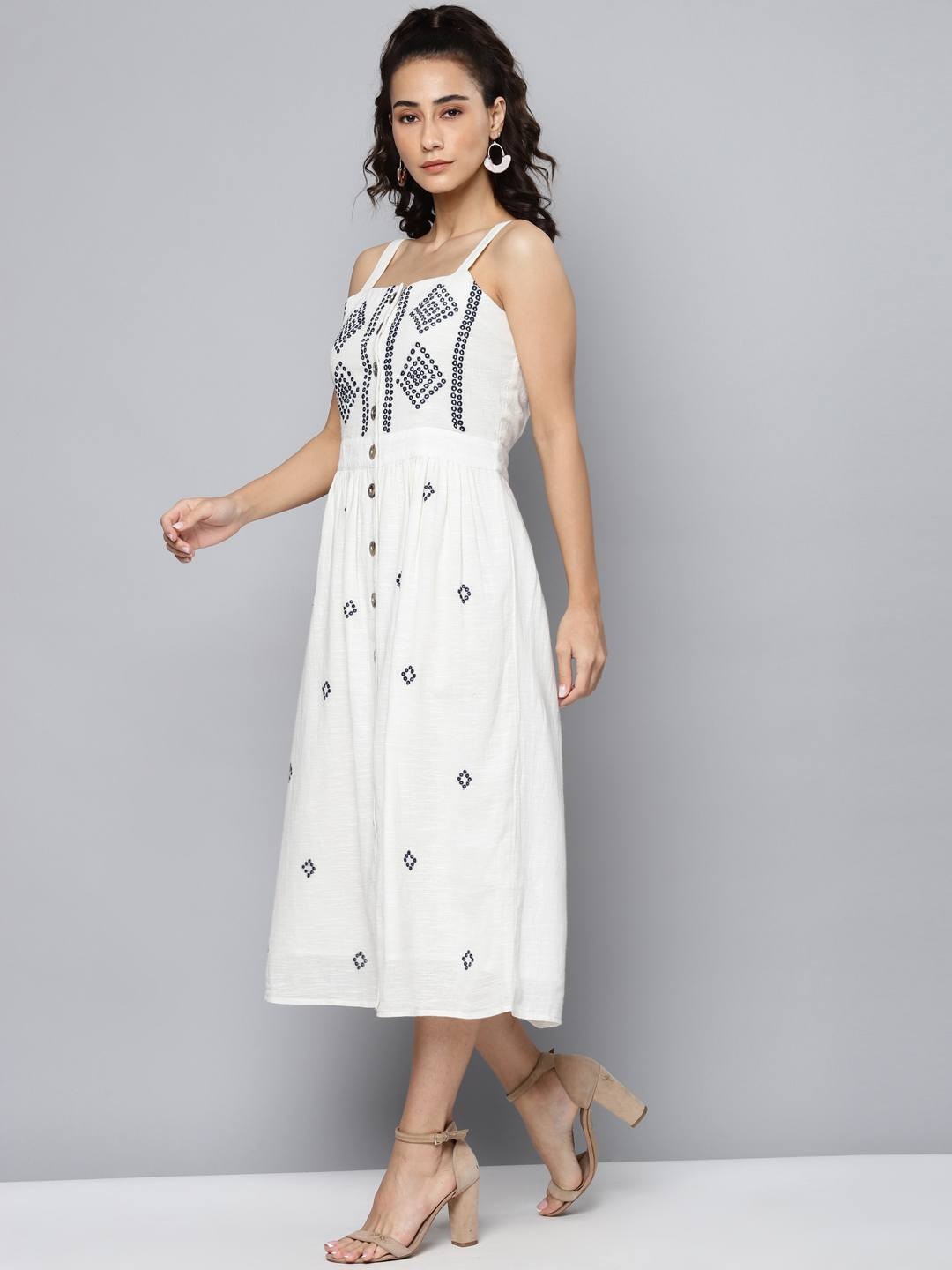 Scoup Ivory embroidered strappy dress