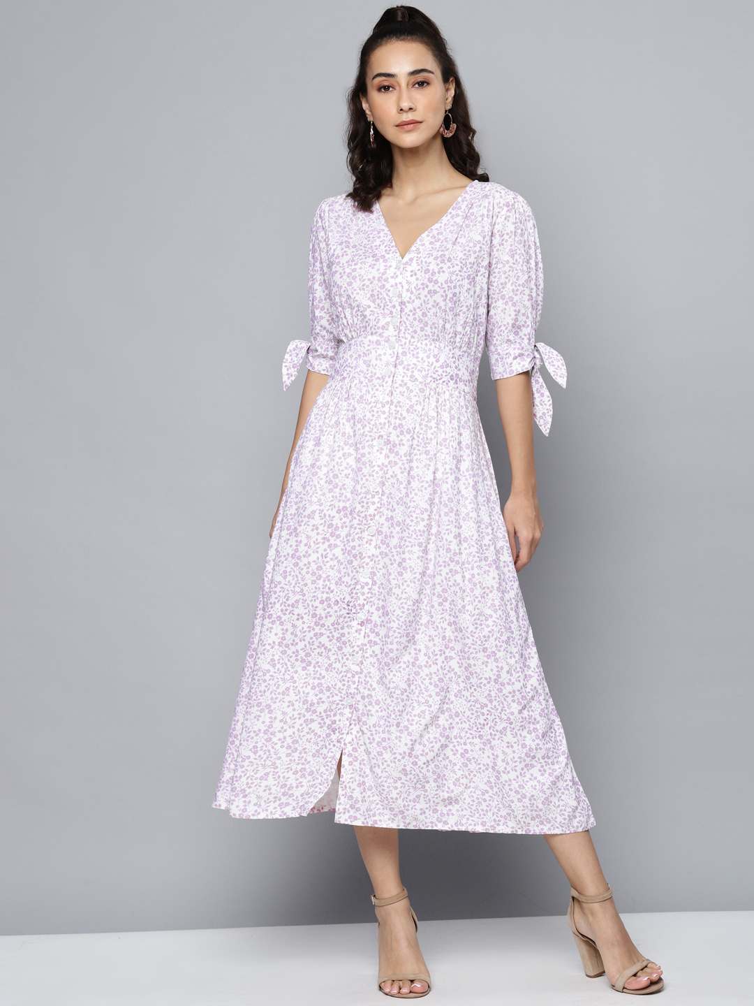Front Buttond Printed Maxi Dress