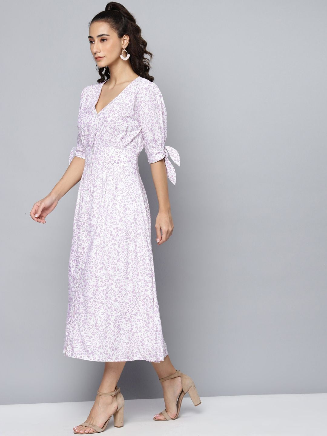 Front Buttond Printed Maxi Dress