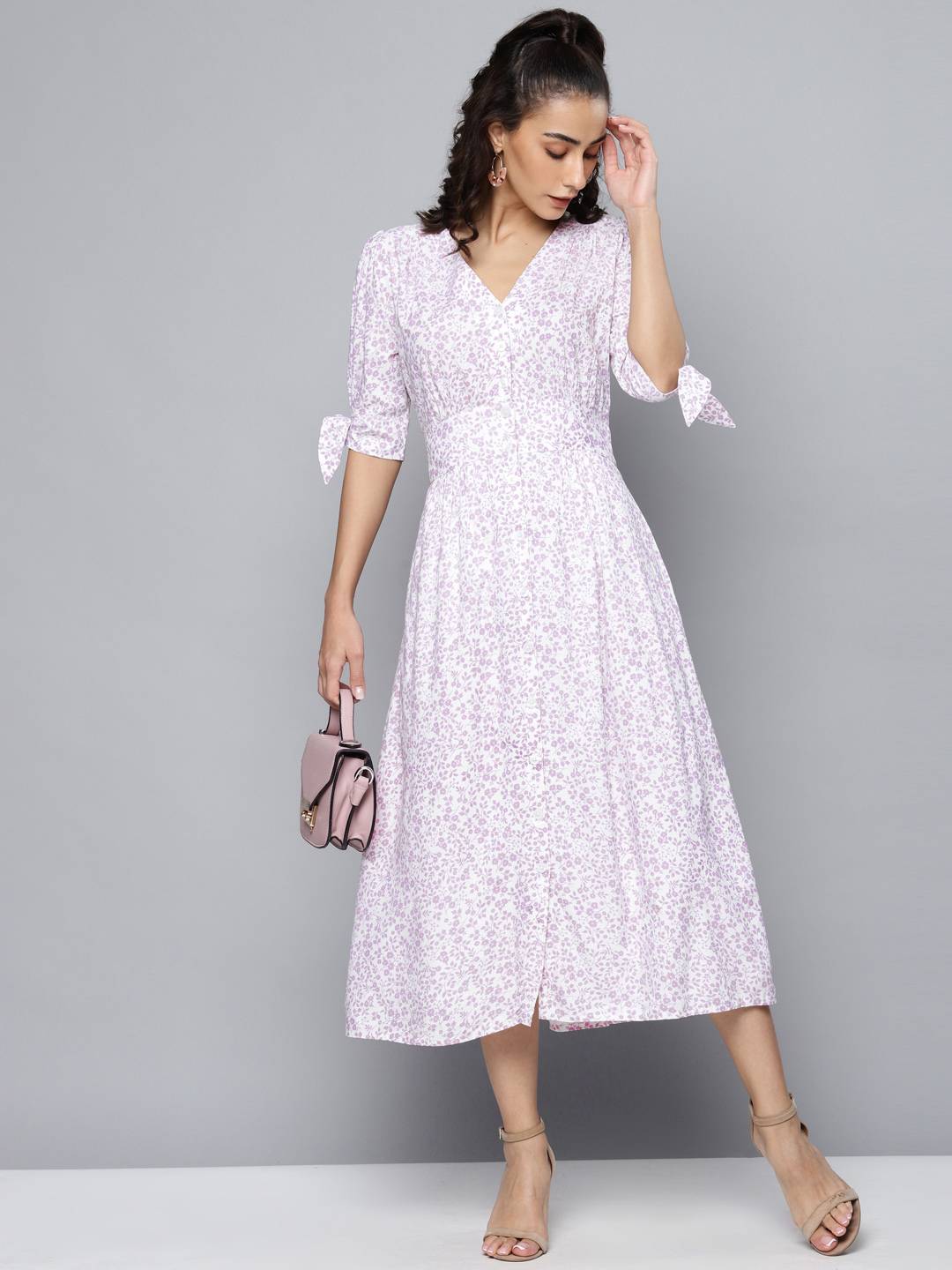 Front Buttond Printed Maxi Dress