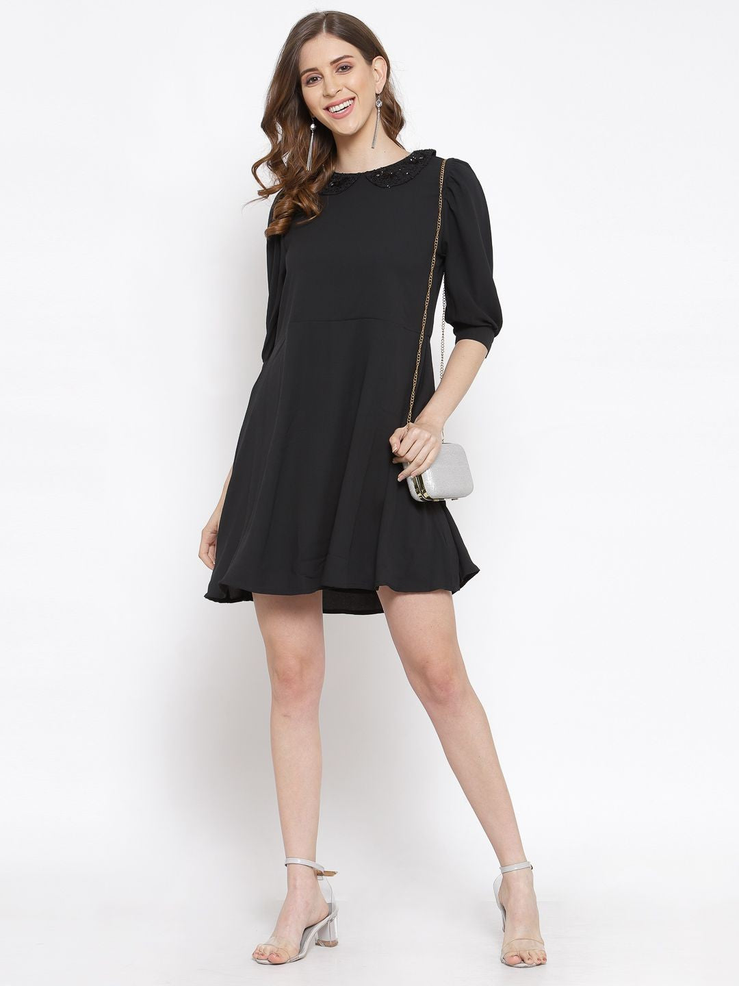 Embellished collar short Dress
