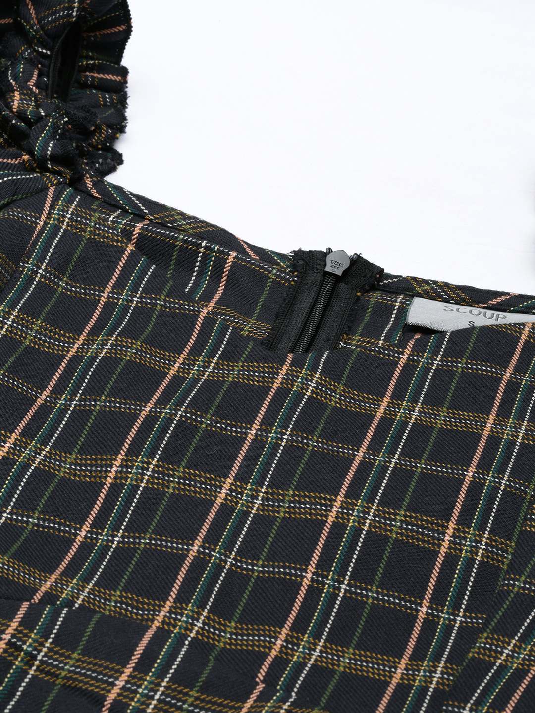 Puff Sleeves Check Dress