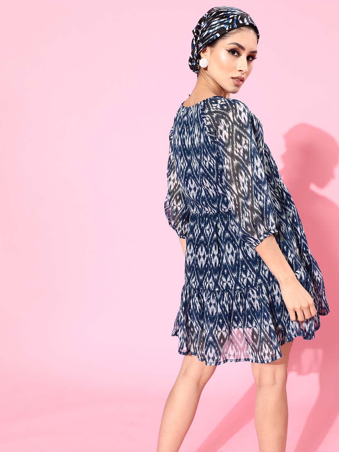 Printed Chiffon Trapeze Dress