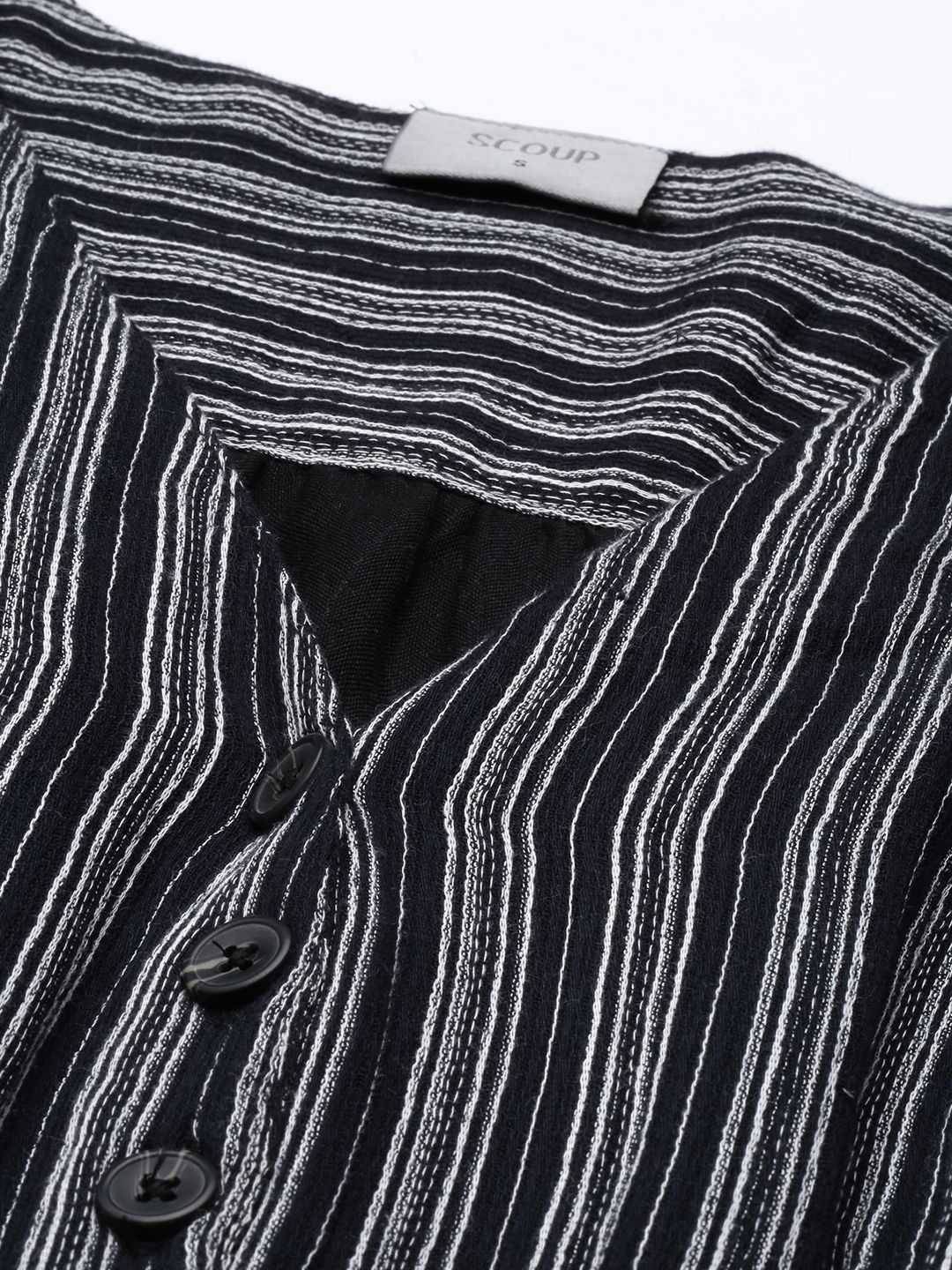 Scoup Cotton Stripe Textured Dress