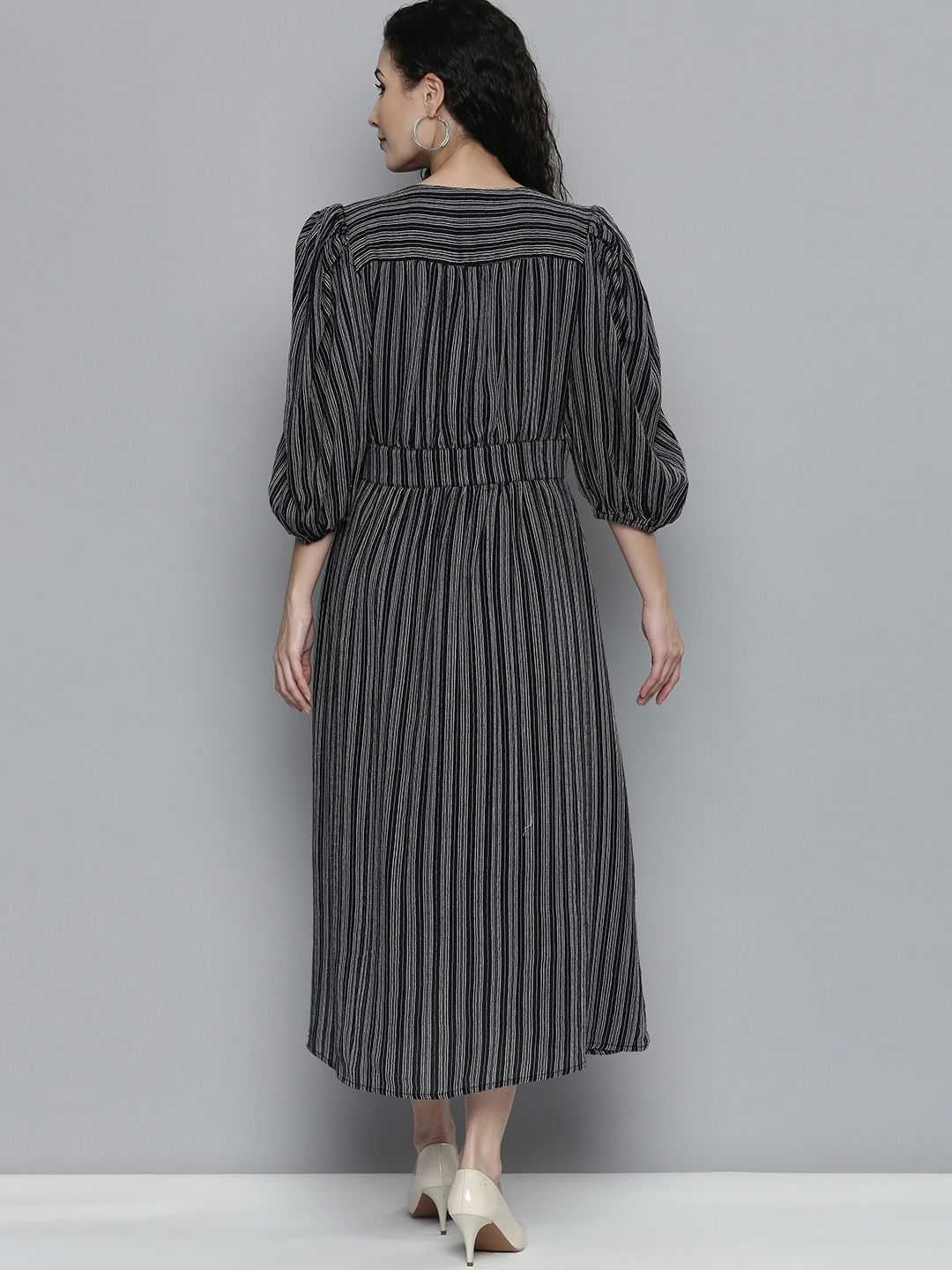 Scoup Cotton Stripe Textured Dress