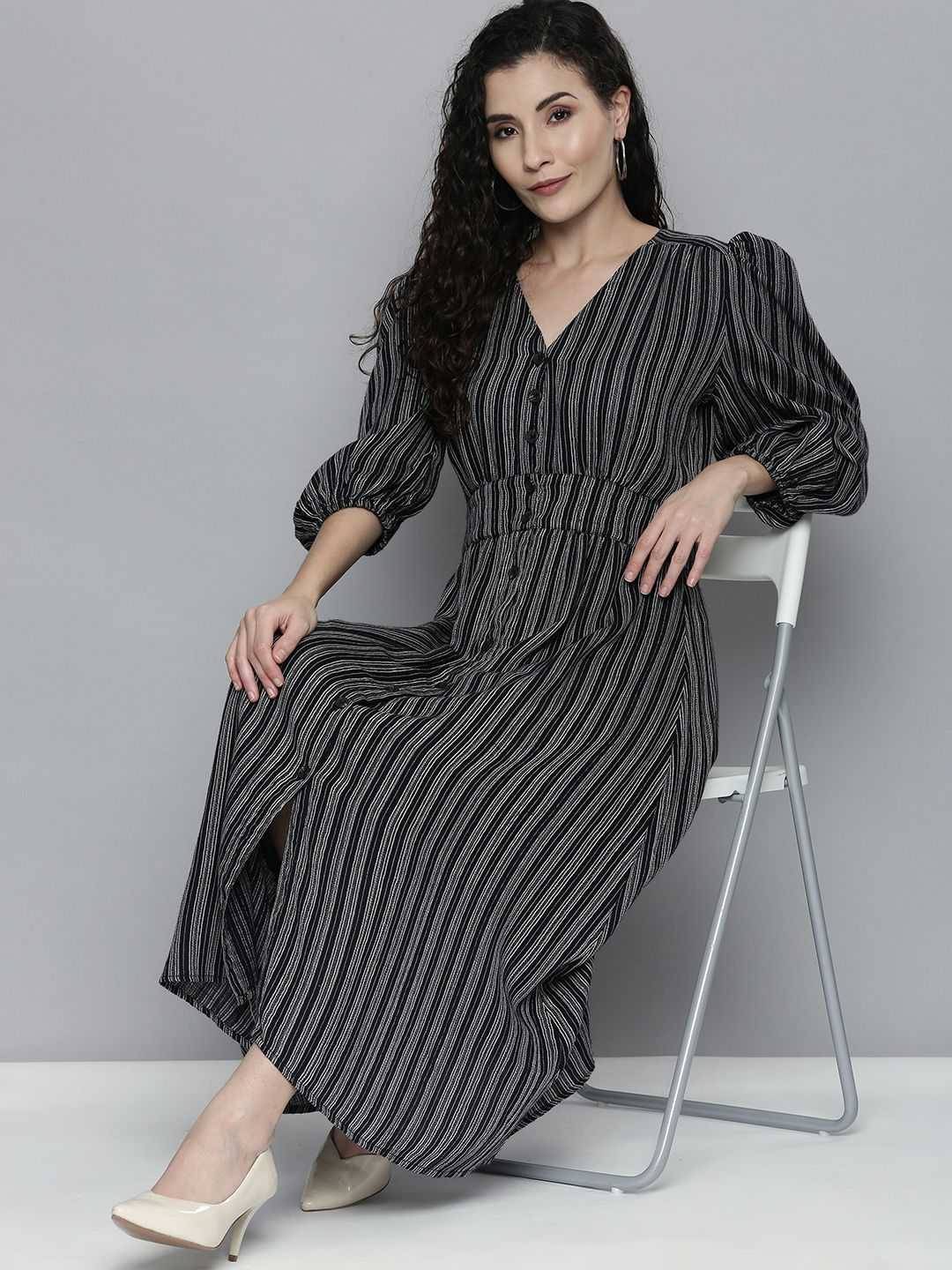 Scoup Cotton Stripe Textured Dress