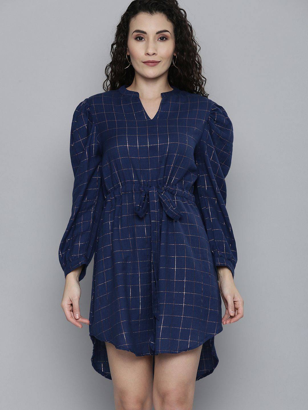 Scoup Lurex Check Shirt Dress