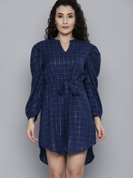 Scoup Lurex Check Shirt Dress