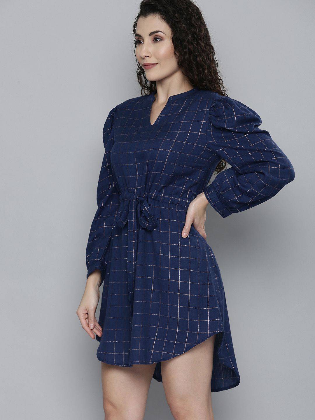 Scoup Lurex Check Shirt Dress