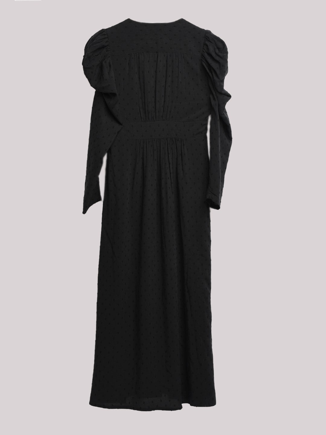 Scoup V-Neckline Black Dobby Maxi Dress