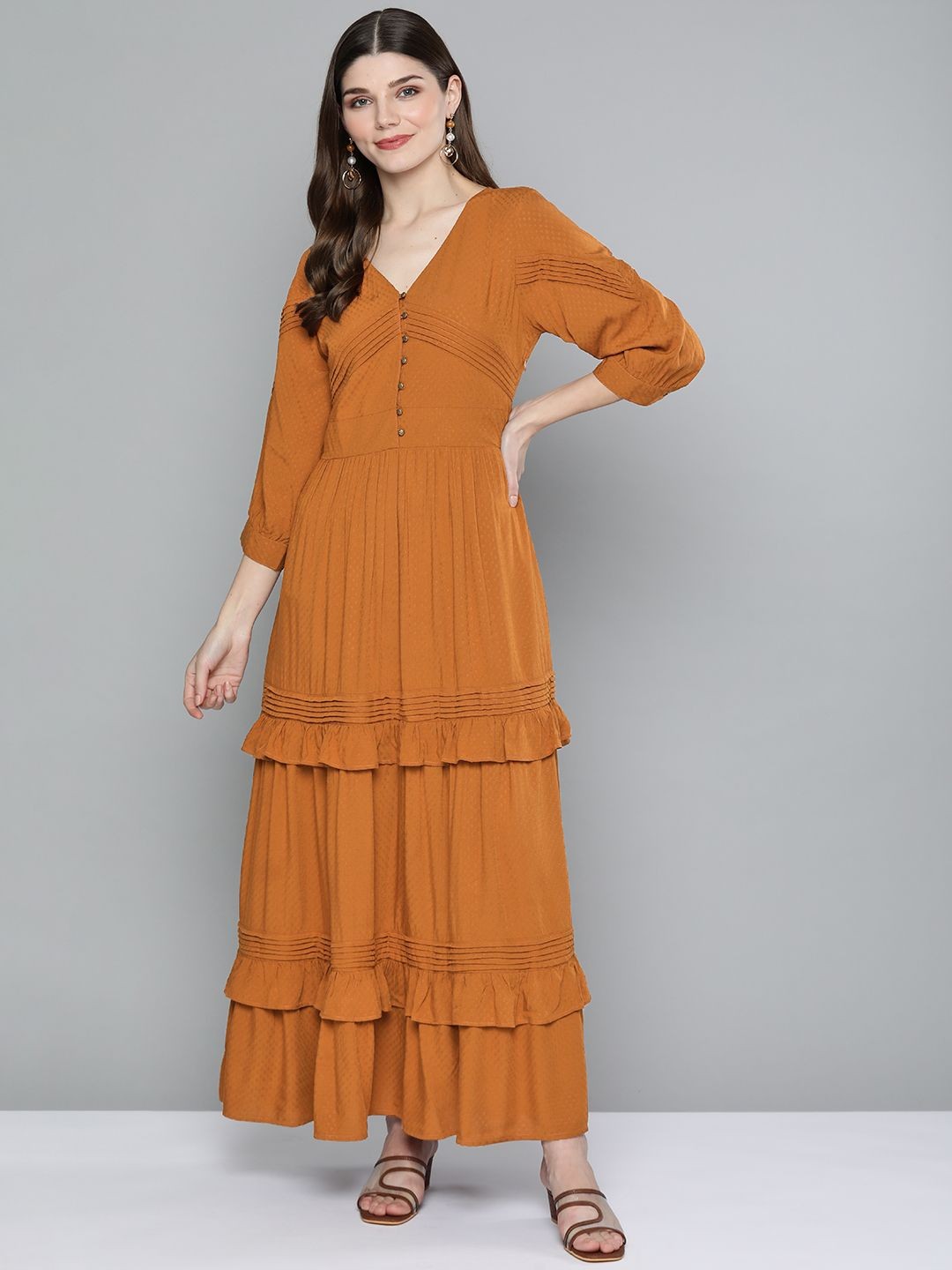 Caramel Flowy Tired Dress
