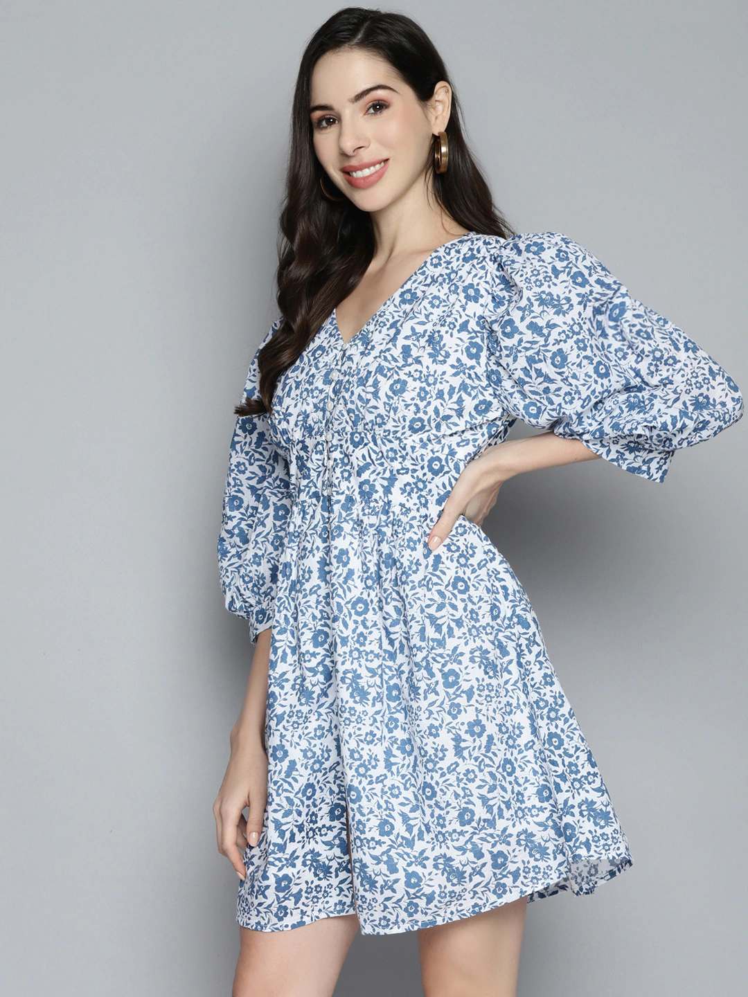 Floral Printed V-Neck Dress