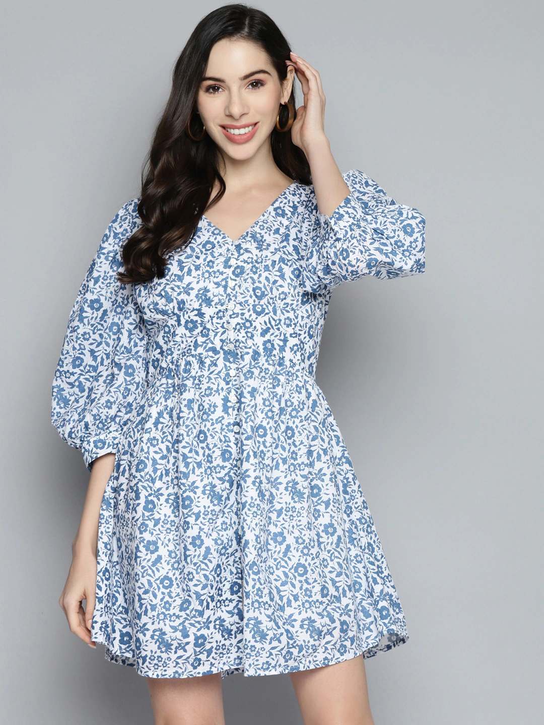 Floral Printed V-Neck Dress