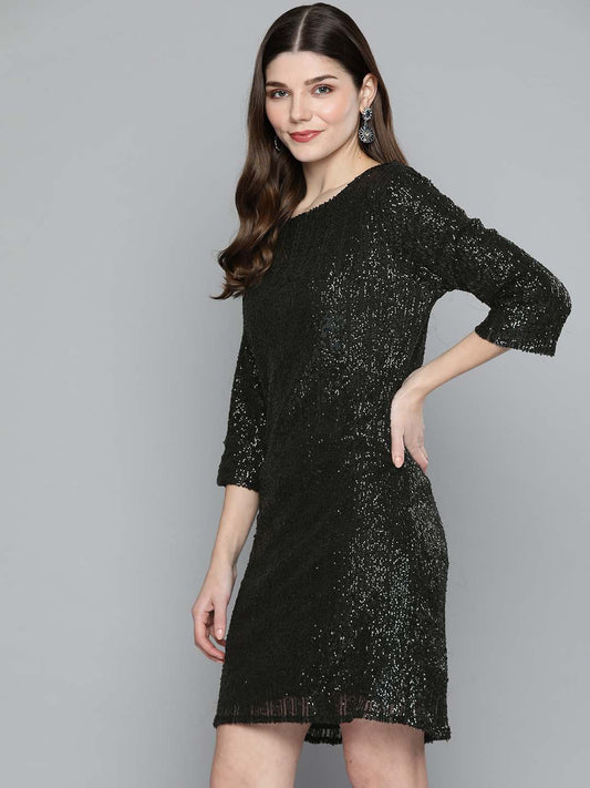 Scoup Short Sequined Black Dress