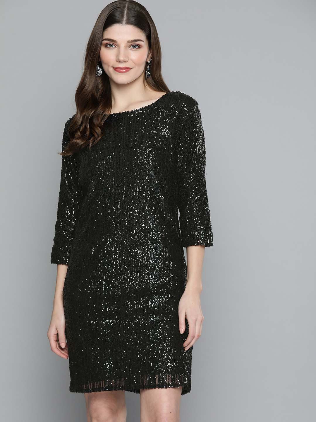 Scoup Short Sequined Black Dress