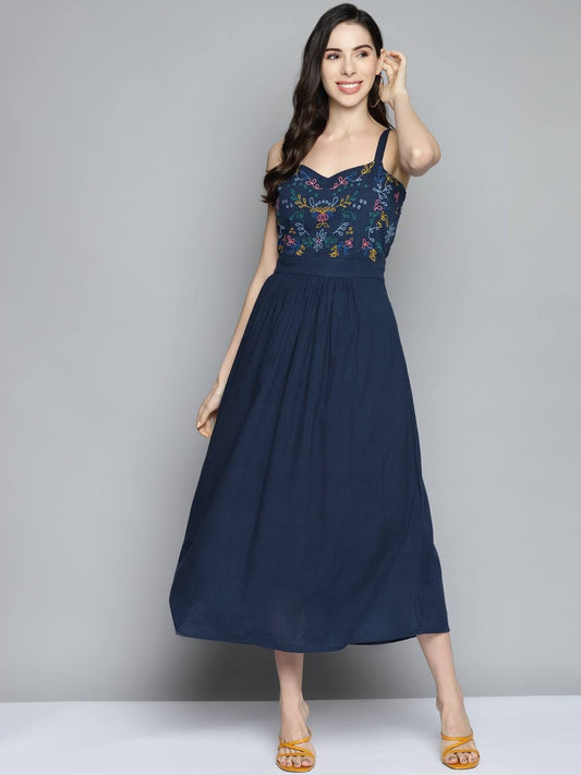 Scoup Strappy Embroidered Dress