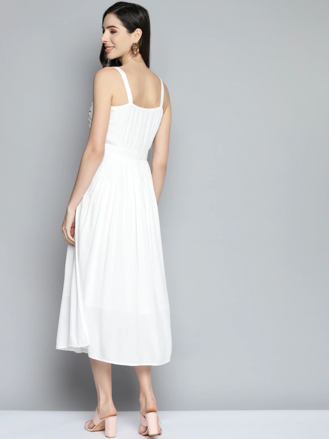 White Strappy Embroidered Dress for Women | Elegant & Chic Style