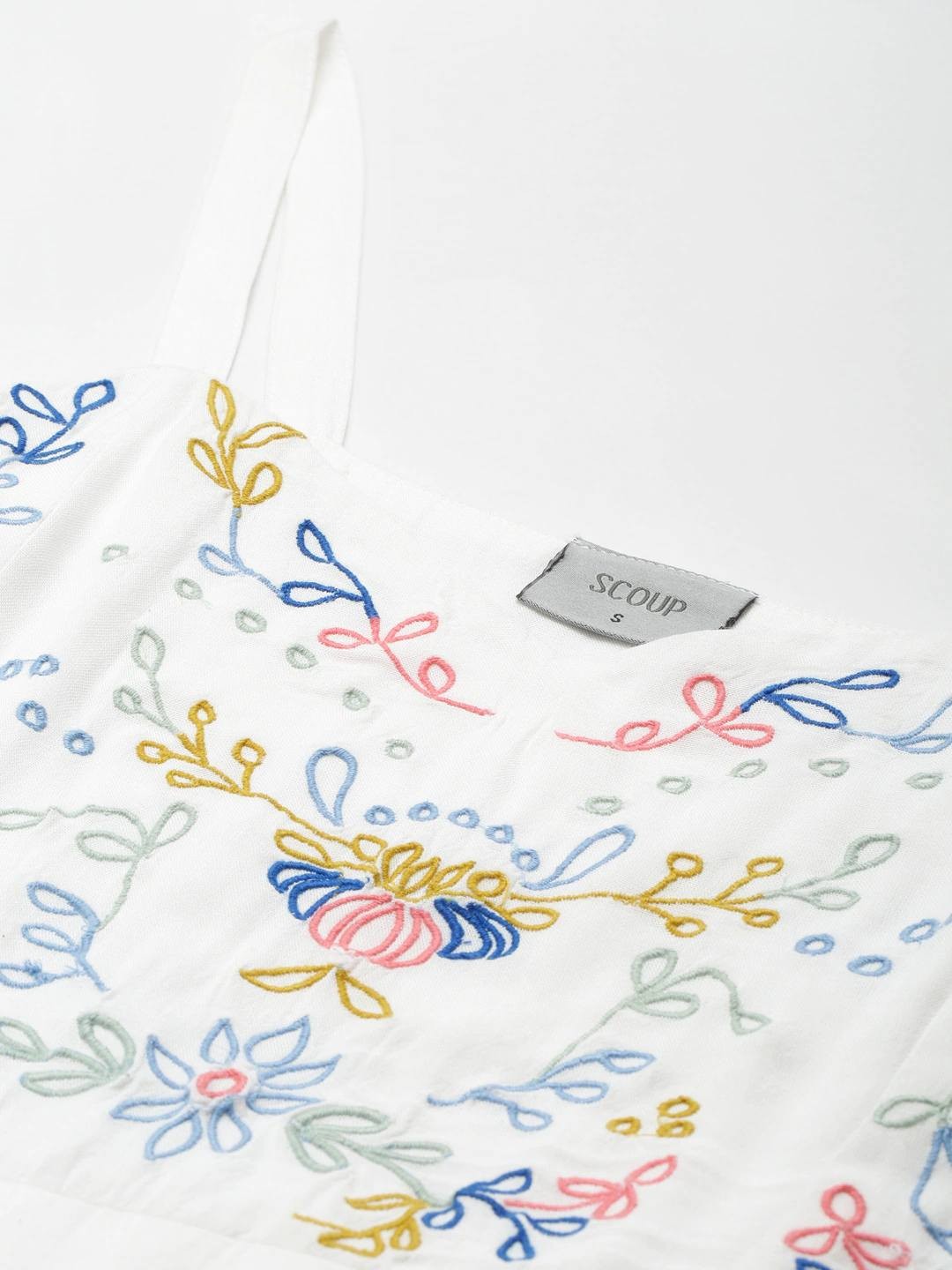 White Strappy Embroidered Dress for Women | Elegant & Chic Style