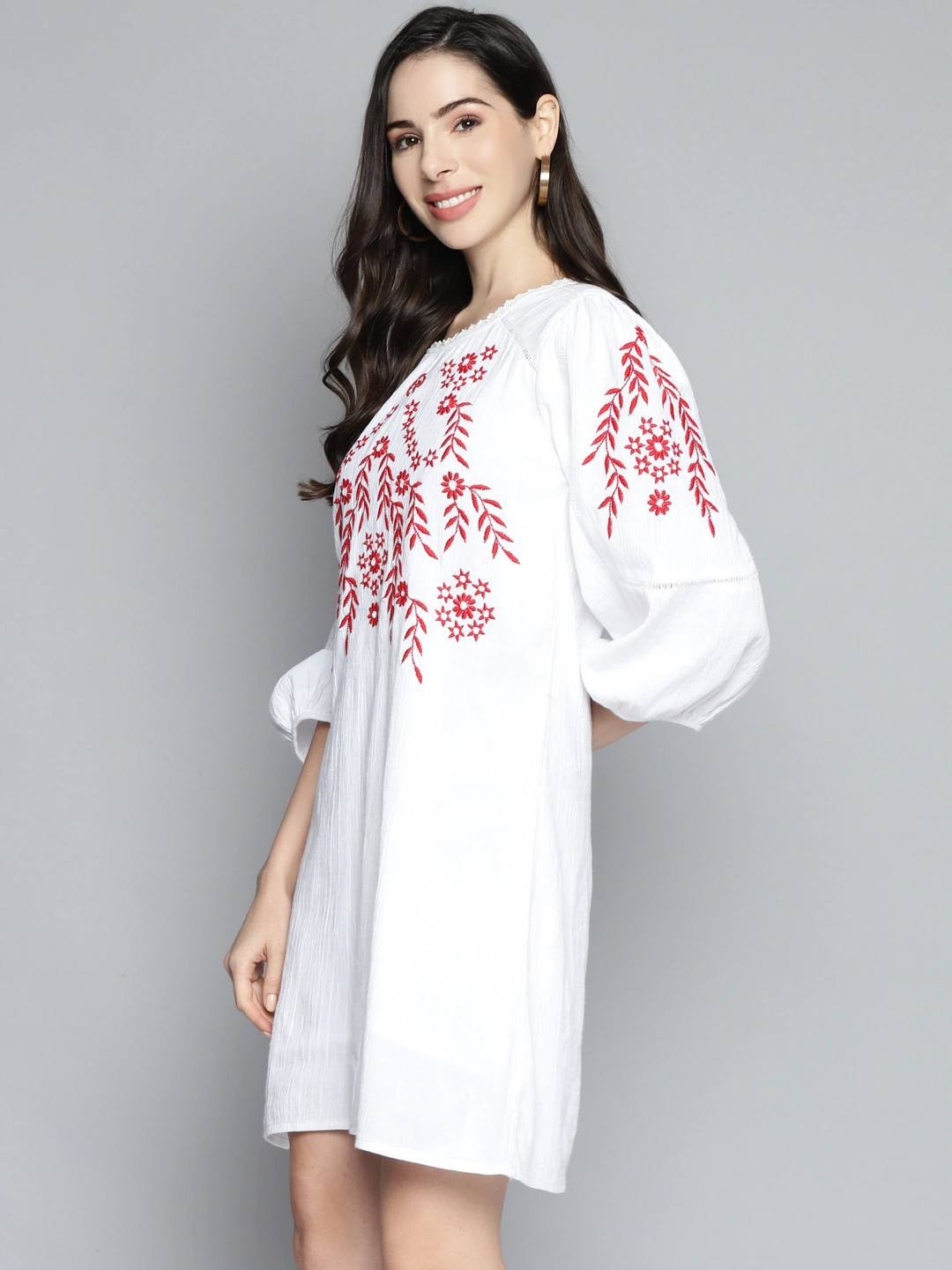 Scoup White Embroidered Shift Dress